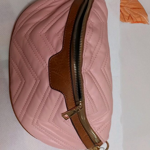 Crossbody bag new pink-brown with short and long strap
