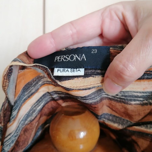 Persona by Marina Rinaldi silk shirt like new, beige and brown, size 1XL/2XL