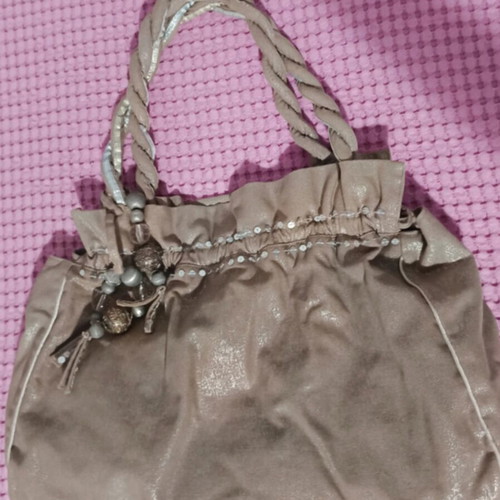 Accessorize handbag like new, nude fabric, slightly glossy
