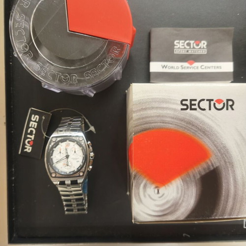 Sector 500 Series Chronograph Tonneau Watch, white and silver