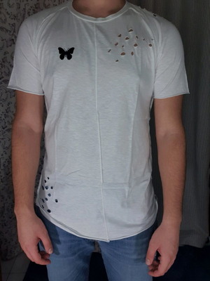 Xzeno λευκό t-shirt XXL μεταχειρισμένο με τρύπες