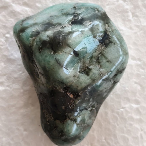 Natural energy emerald with black tourmaline crystal