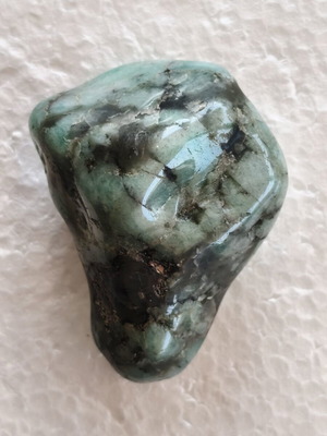 Natural energy emerald with black tourmaline crystal