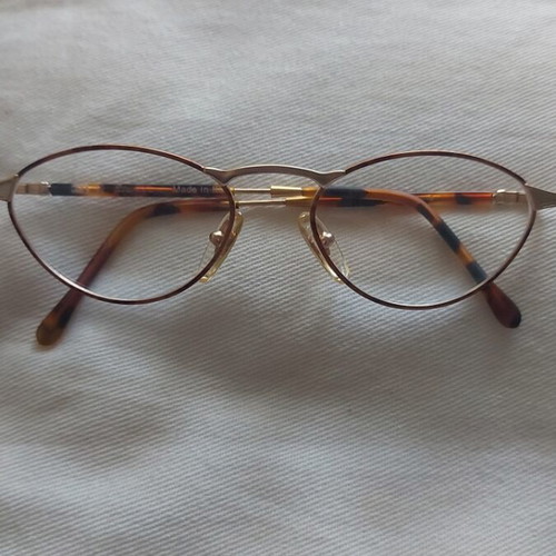 Vintage presbyopia eyeglass frame like new, metal, gold and brown