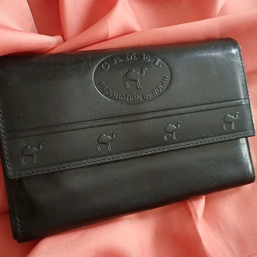 Camel leather black wallet new