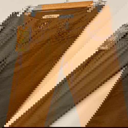 Кафяв дамски памучен панталон нов с намачкан ефект