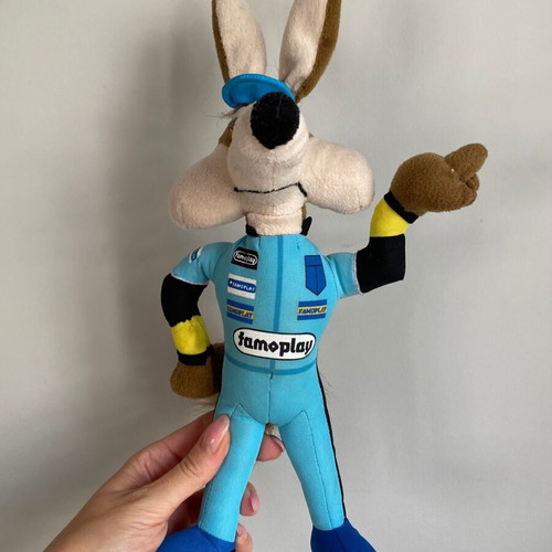 Wile E Coyote vintage plush toy 1990s used, racer outfit