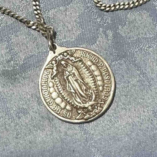 Vintage silver pendant with Jesus and Our Lady of Guadalupe like new