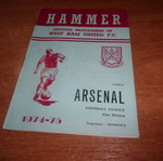 West Ham vs Arsenal program 28 April 1975