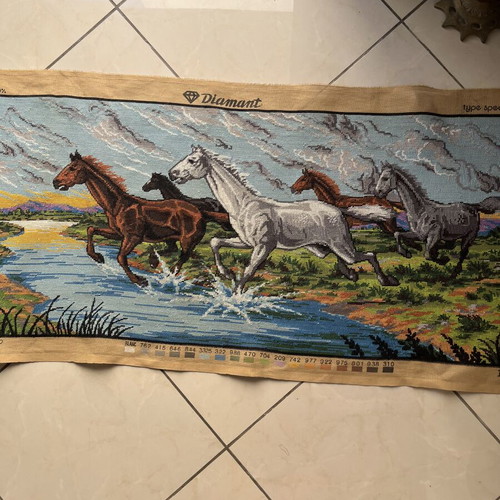 Handmade textile painting like new, dimensions 1.08x0.48 m