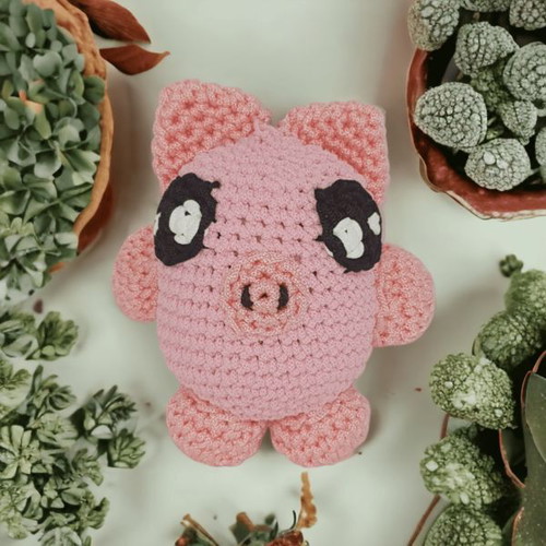 Handmade crocheted doll faces new, piglet