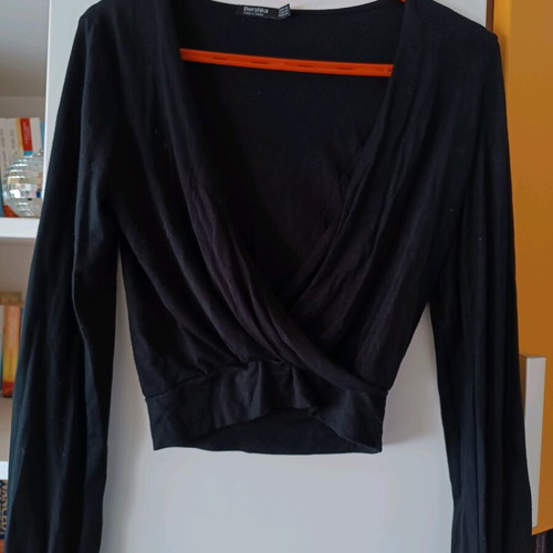 Bershka crossover blouse used, black, size XS