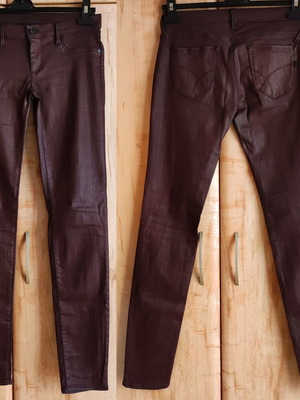 Gas pant jeans jegging glossy faux leather finish used, burgundy purple