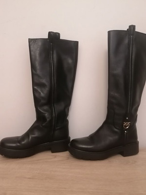 Pinko women's leather knee boots size 39 like new, black