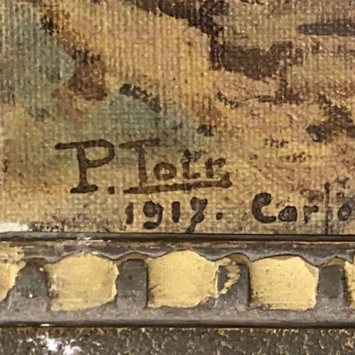 Antique painting 1917 Corfu oil on canvas like new