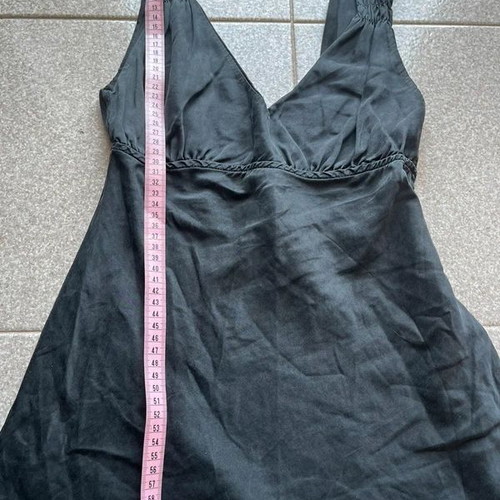Y2K sleeveless top used, grey-black, v neck, open back, XS-S