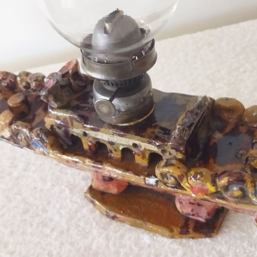 Ottoman Ceramic Ship Lamp Ganakkale 19th Century Vintage