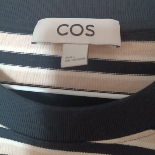 COS Clean Cut T-Shirt Like New Size L Black Beige Stripes