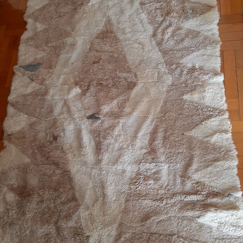 Fur rug like new from genuine leather 2.10x1.10
