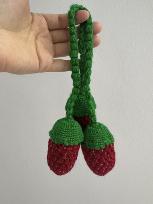 Knitted strawberry ornament like new