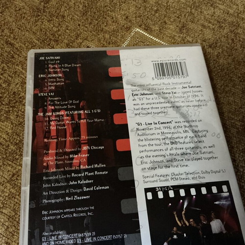 G3 Live in Concert DVD like new, rock