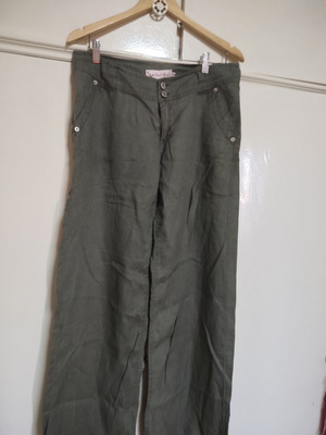 Women's linen pants used, khaki color, sizes M and L