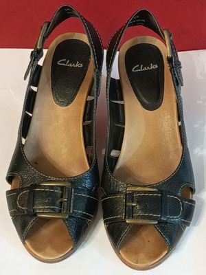 Clarks women's leather sandals like new, platform 39.5, black and brown