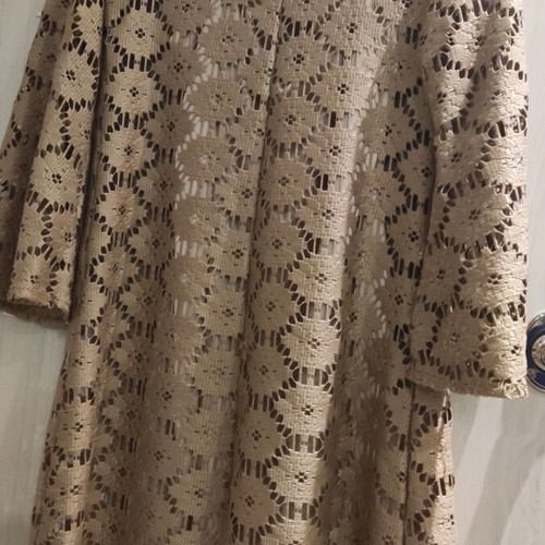 Knitted women's dress like new, gold with satin top Dejavu