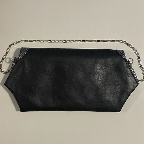 Italian genuine leather clutch bag with python print trim