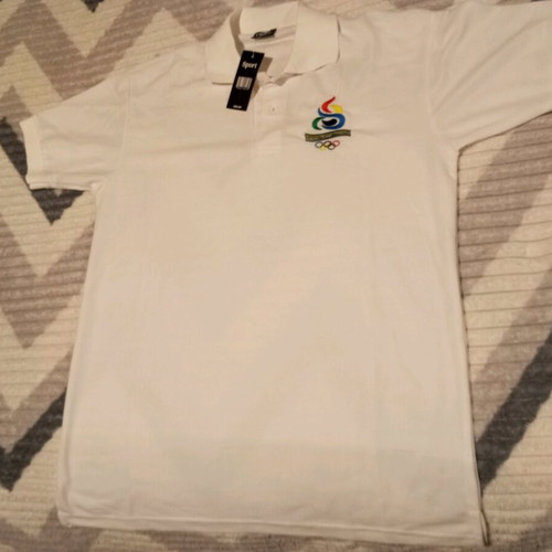 Collectible white men's polo shirt new, size L