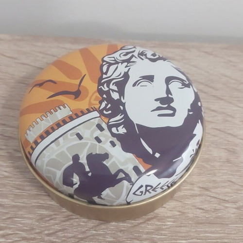 Aromatic genuine soap made from olive oil in tin box