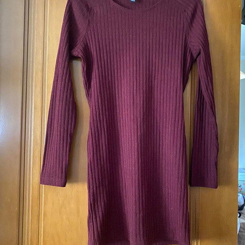 Bordeaux rib dress used, straight cut, size S