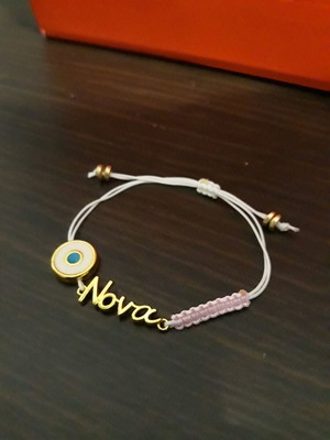 Βραχιόλι ΝΟΝΑ με ματάκι και κορδόνι, ρυθμιζόμενο μέγεθος, χειροποίητο, καινούργιο