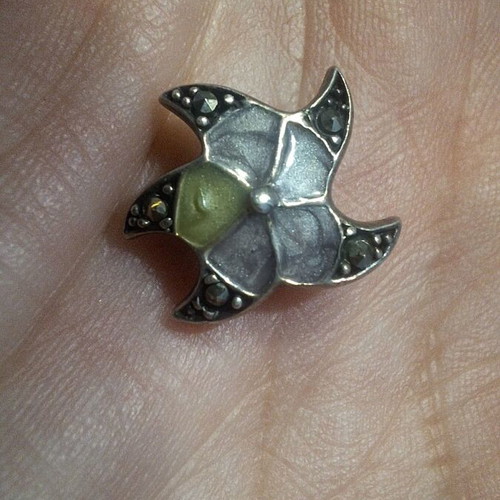 Vintage charm silver 925 with enamel and marcasites new