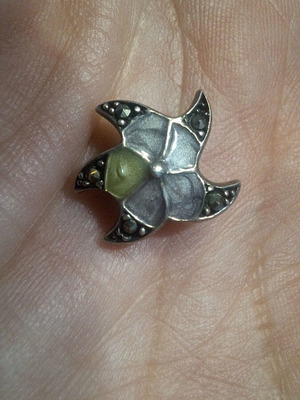 Vintage charm silver 925 with enamel and marcasites new
