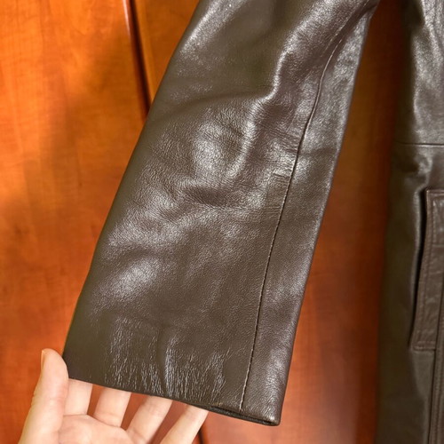 Vintage leather brown 3/4 coat used Giorgio Valentino, size S
