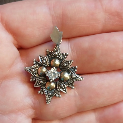 Silver gold Byzantine cross pendant like new