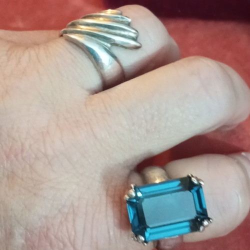 Silver ring 925 with blue zircon used, size 55
