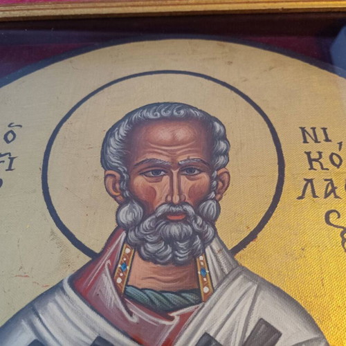 Saint Nicholas Icon used in wooden frame