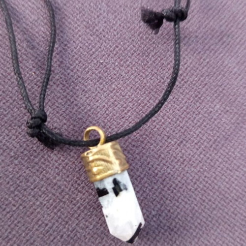 Moonstone necklace with black tourmaline new, energy protection and luck