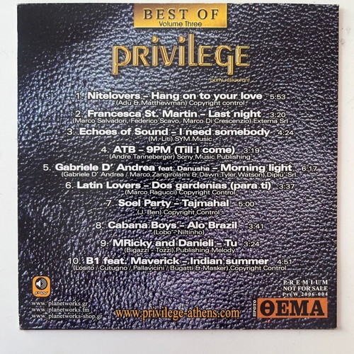 Best Of Privilege Party Restaurant Volume Three CD used, electronic