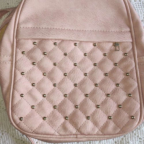 Women's backpack set with gold studs and wallet nude pink new
