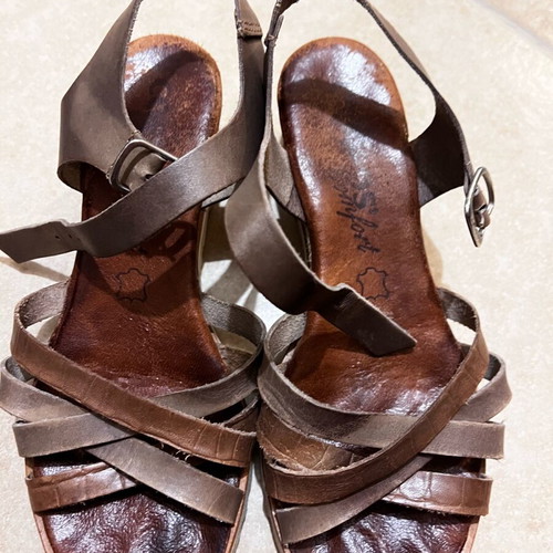 Crossover Culture leather sandals used, brown, size 37-38, platform