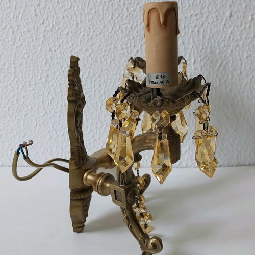 Solid brass antique double wall light new with crystals
