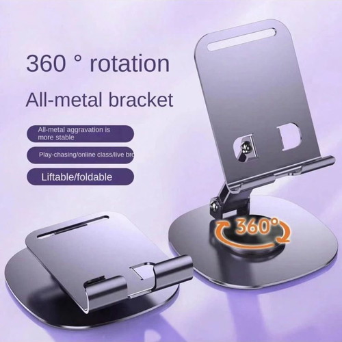 Metallic folding desktop phone stand new, gray