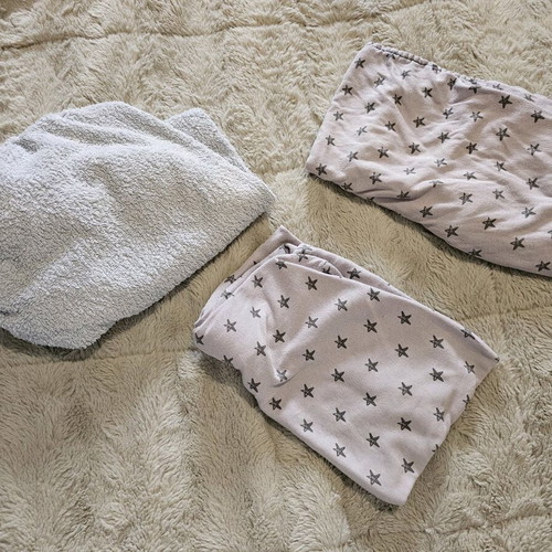 Changing pad covers used, set of 3, cotton and terry cloth