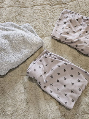 Changing pad covers used, set of 3, cotton and terry cloth