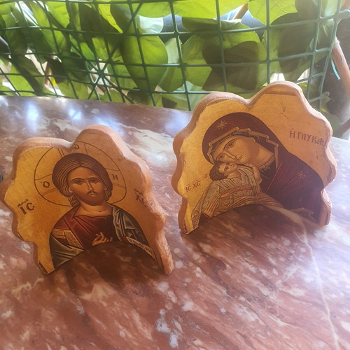 Religious ceramic icons, set of 2