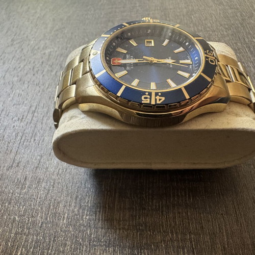 Swiss Military Hanowa diver style watch gold and blue new