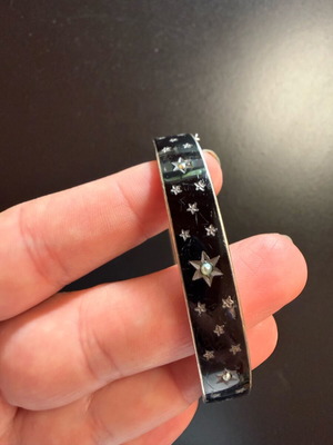 Vintage black bracelet cuff with stars used